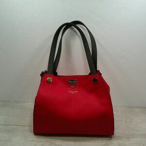 Francinel Paris Cherry Red & Brown Leather Satchel Purse | Pocketbook New w/tags